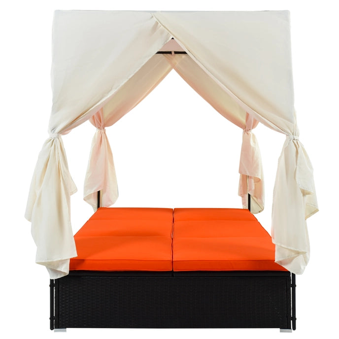 OUTDOOR WICKER DAYBED, ORANGE