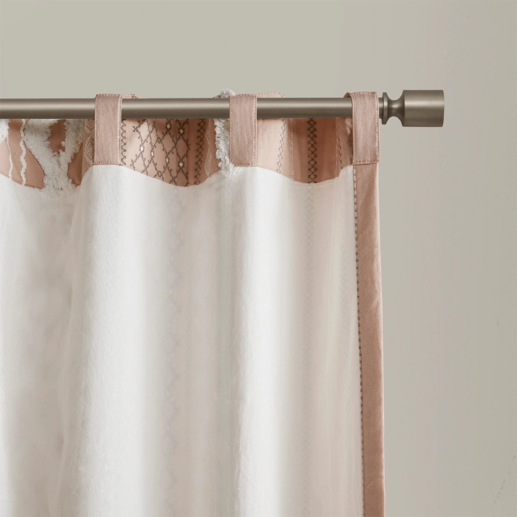 GEO CHENNILLE WINDOW CURTAIN - BLUSH