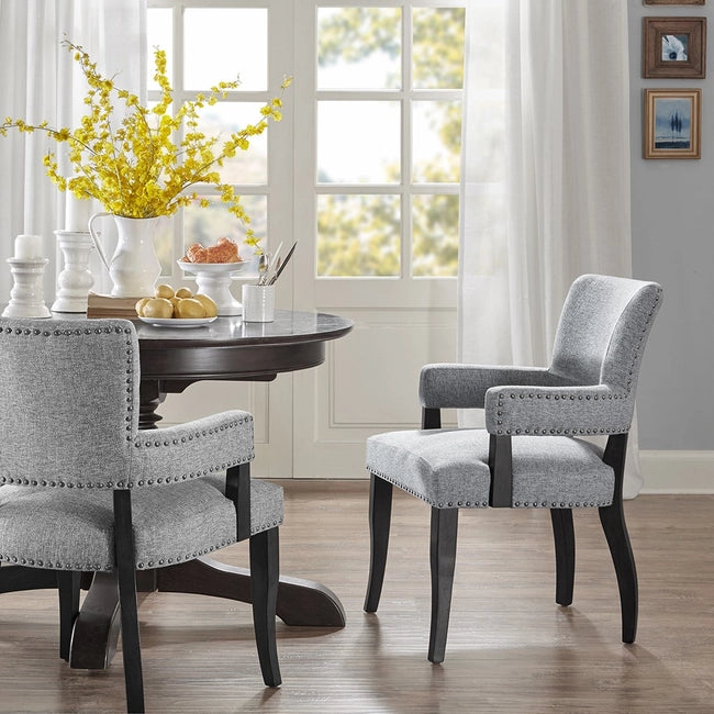 ARMED DINING CHAIR, GREY