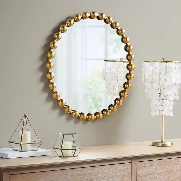 ROUND IRON WALL MIRROR, GOLD