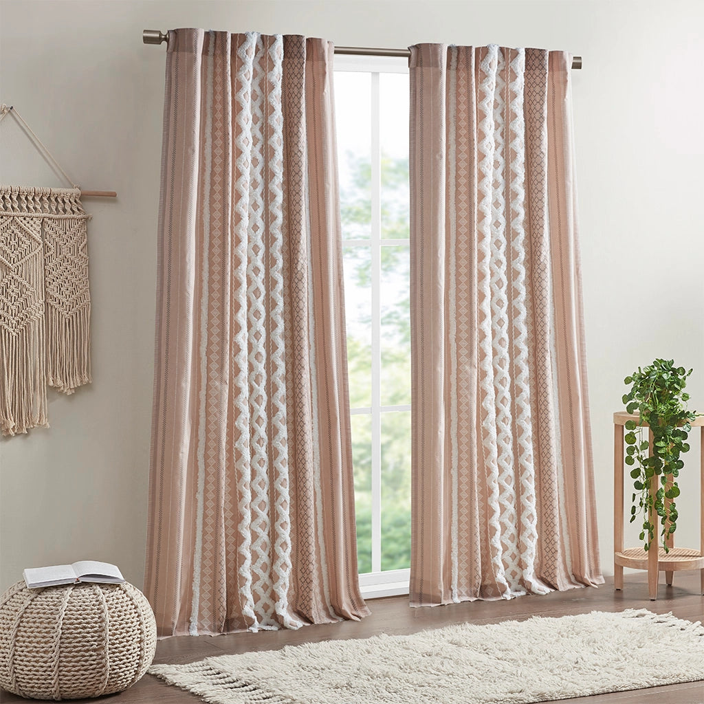 GEO CHENNILLE WINDOW CURTAIN - BLUSH