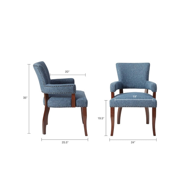 ARMED DINING CHAIR, BLUE