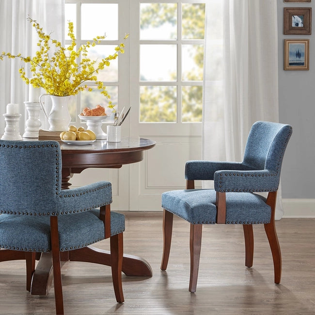 ARMED DINING CHAIR, BLUE