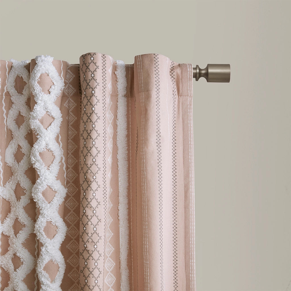 GEO CHENNILLE WINDOW CURTAIN - BLUSH