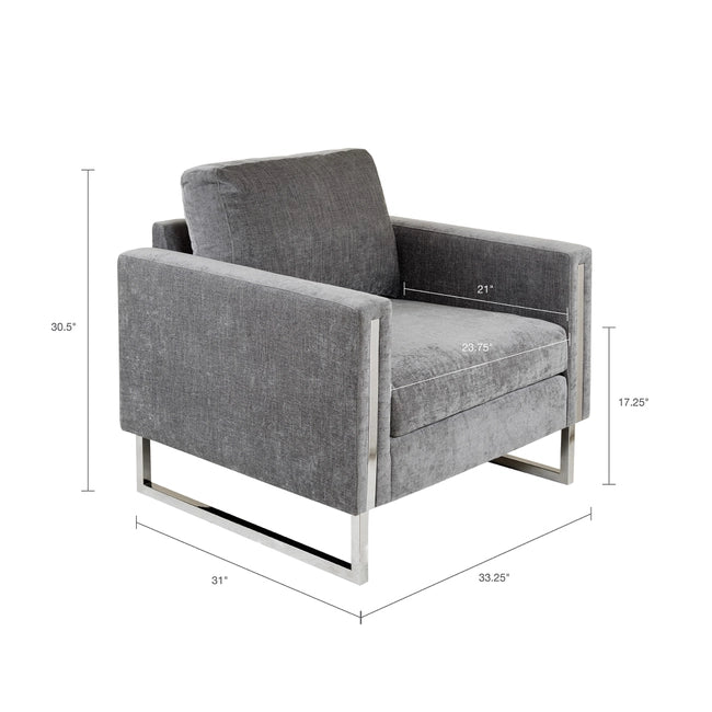 MOONLIT VELVET ACCENT CHAIR, GREY