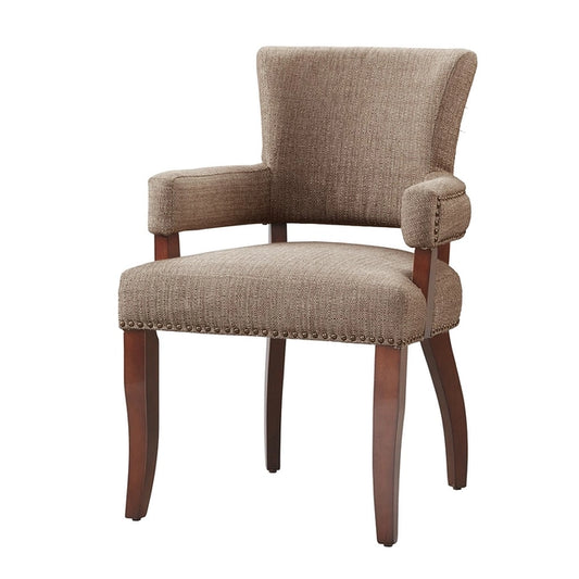 ARMED DINING CHAIR, PEWTER