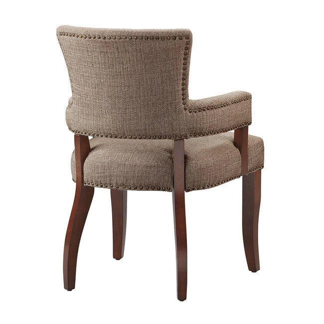 ARMED DINING CHAIR, PEWTER