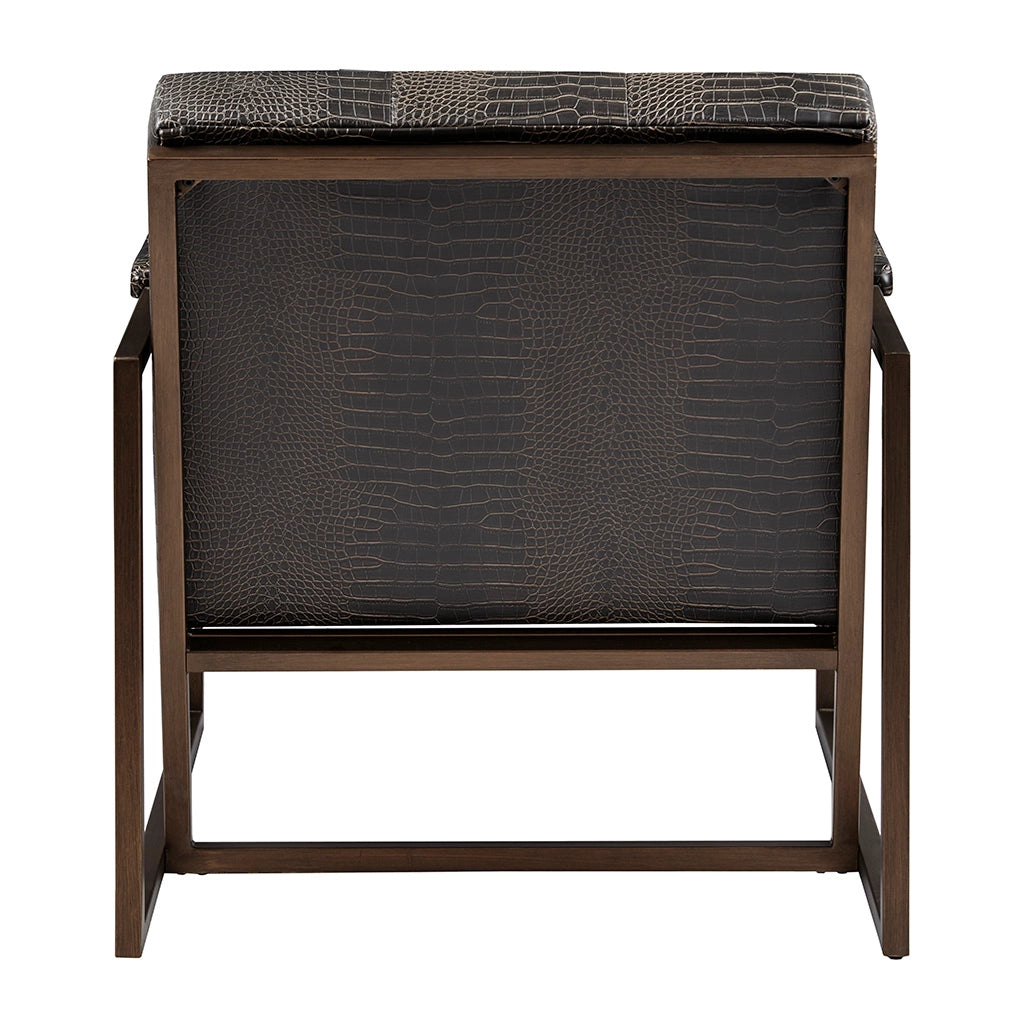 PYTHON SNAKESKIN LEATHER ACCENT CHAIR, BROWN