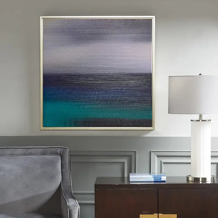 BLUE SEASCAPE FRAMED CANVAS WALL ART