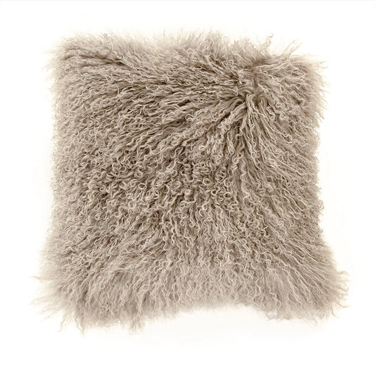 TIBETAN LAMB FUR PILLOW, LIGHT GREY