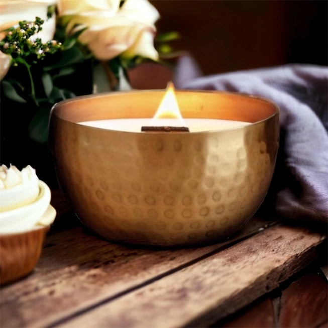 VANILLA BEAN & BUTTERCREAM-SOLID BRASS 14OZ PURE SOY CANDLE (SET OF 3)