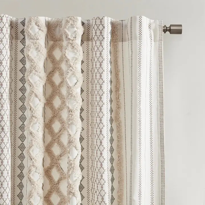 GEO CHENNILLE WINDOW CURTAIN - IVORY