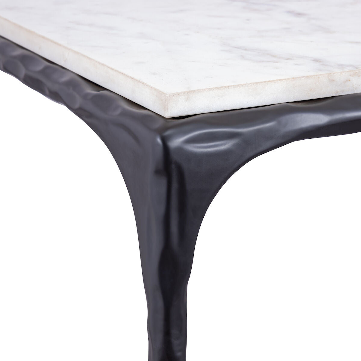 SEVILLE FORGED MARBLE TOP COFFEE TABLE, GRAPHITE