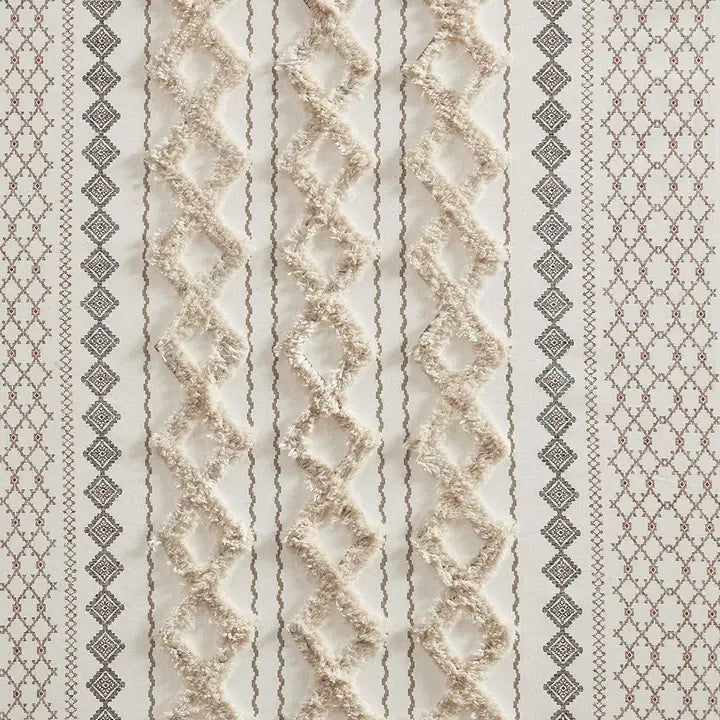 GEO CHENNILLE WINDOW CURTAIN - IVORY