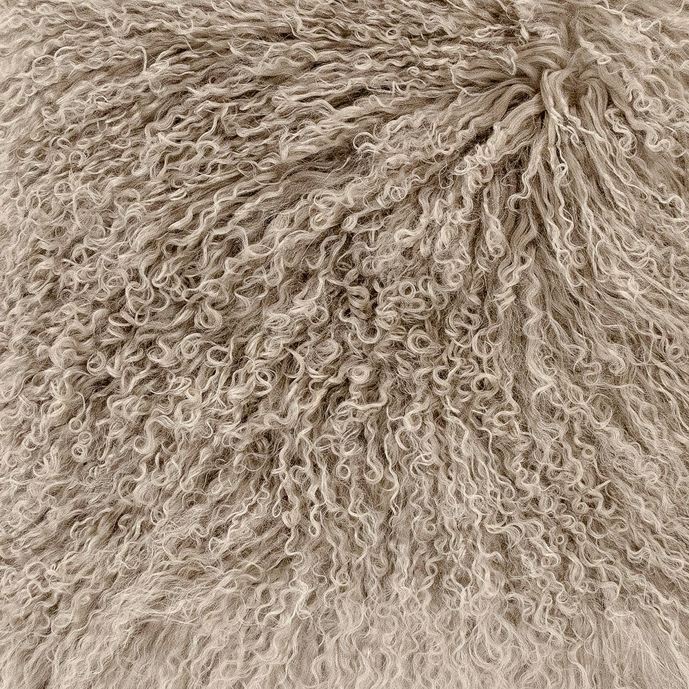 TIBETAN LAMB FUR PILLOW, LIGHT GREY