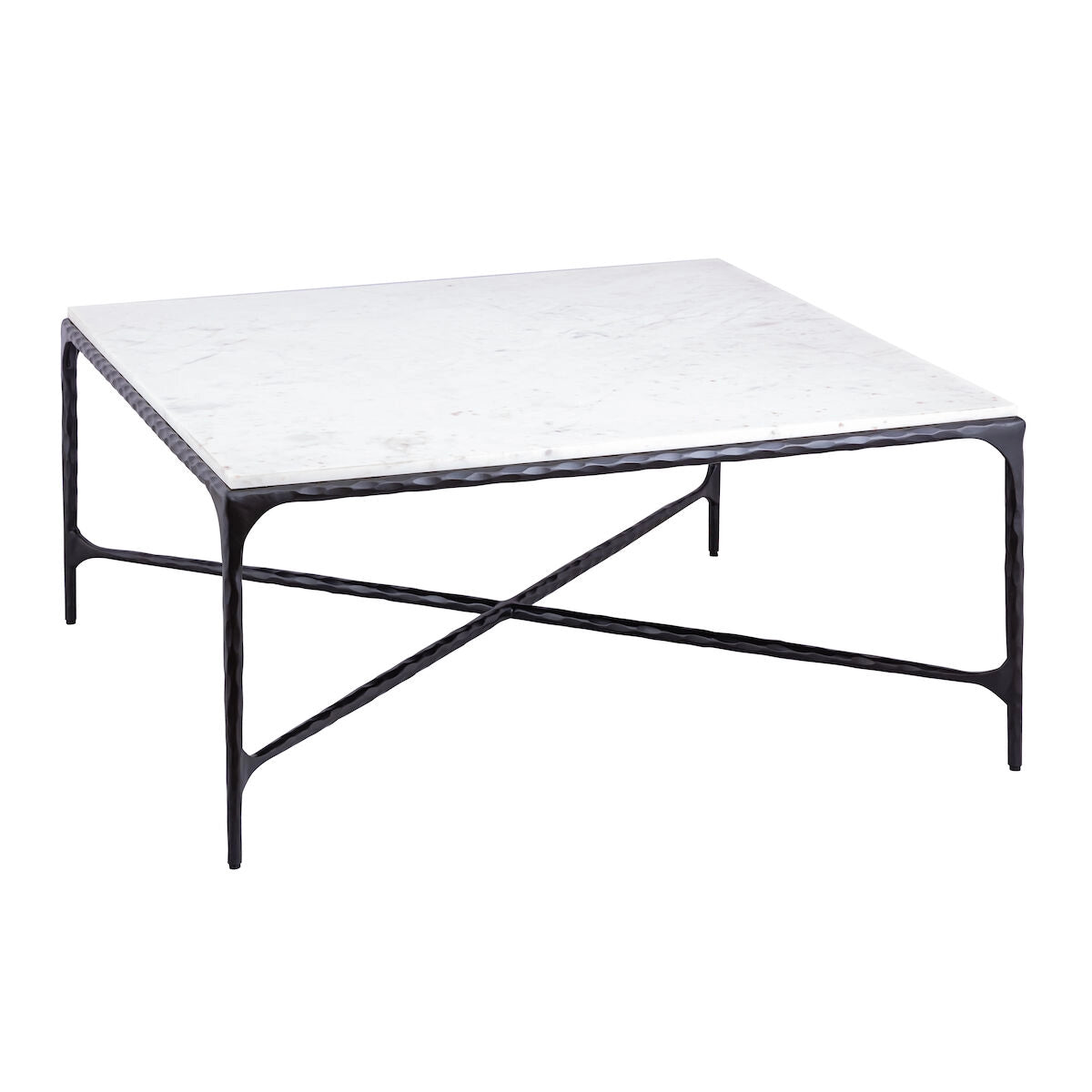 SEVILLE FORGED MARBLE TOP COFFEE TABLE, GRAPHITE