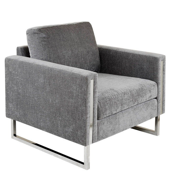 MOONLIT VELVET ACCENT CHAIR, GREY