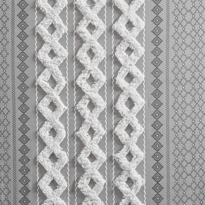 GEO CHENNILLE WINDOW CURTAIN - GREY