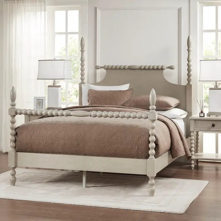 BOBBLE POST BED, CREAM