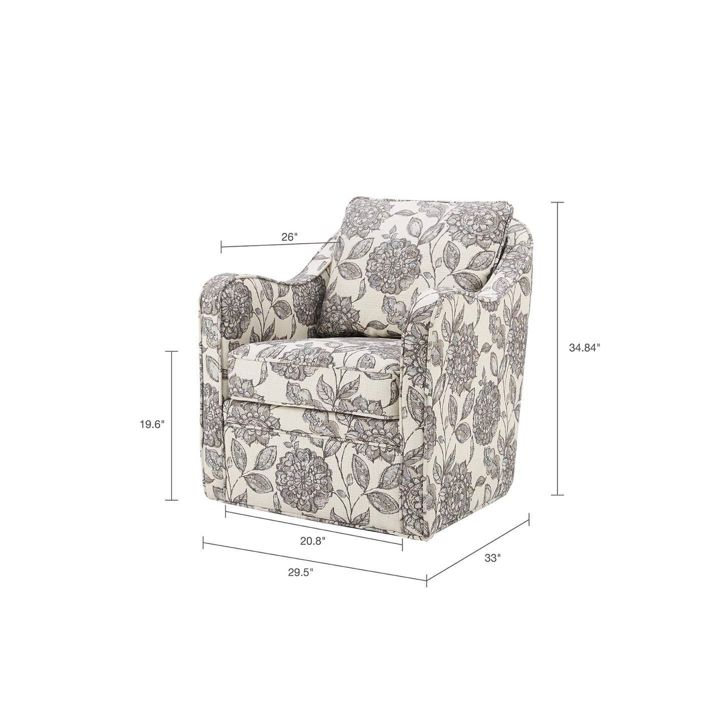 FLORAL UPHOLSTERED SWIVEL LOUNGE CHAIR