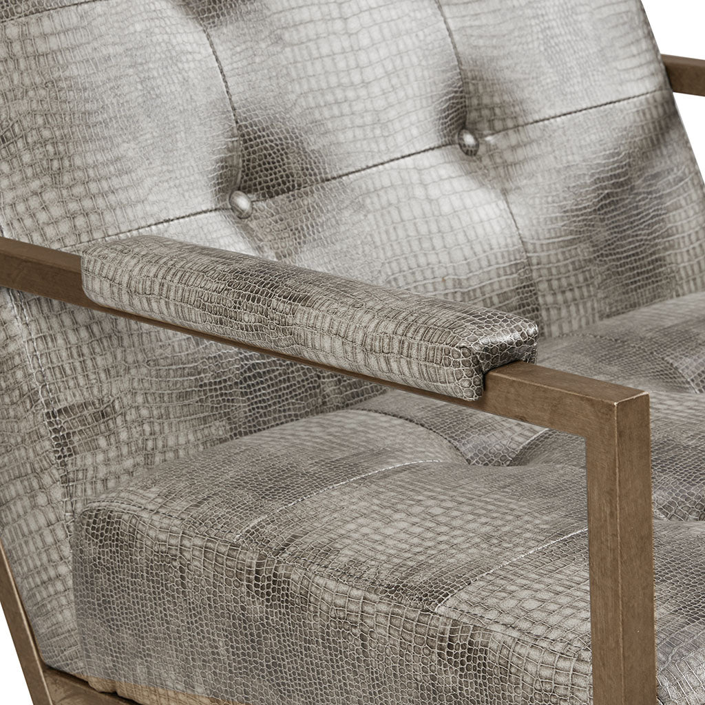 PYTHON SNAKESKIN LEATHER ACCENT CHAIR, GREY