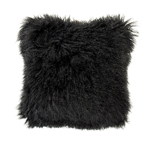 TIBETAN LAMB FUR PILLOW, BLACK