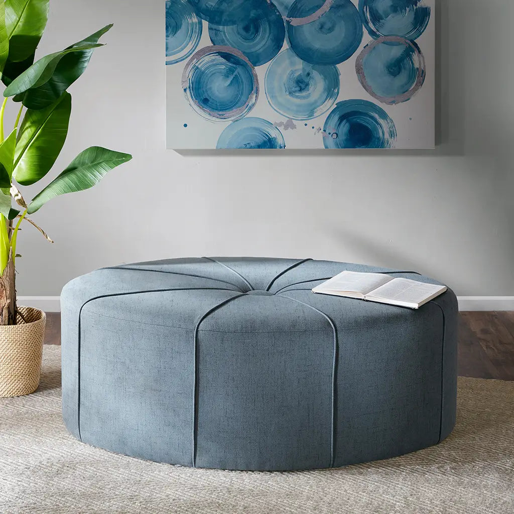 OVAL OVERSIZED OTTOMAN, BLUE