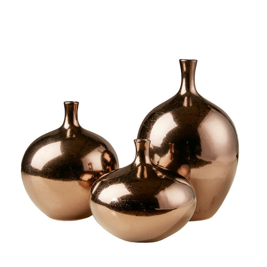 MYSTIQUE HANDMADE METALLIC VASES (SET OF 3)