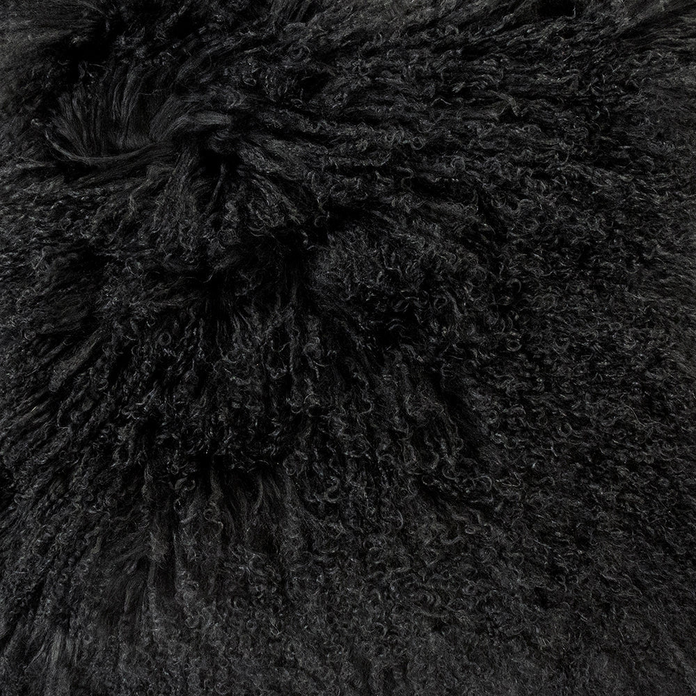 TIBETAN LAMB FUR PILLOW, BLACK