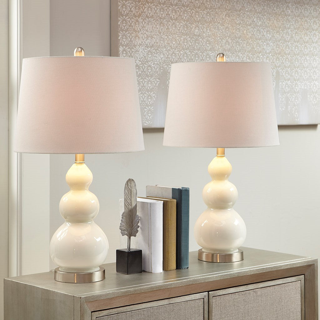 HARMONY WHITE TABLE LAMPS, (SET OF 2)