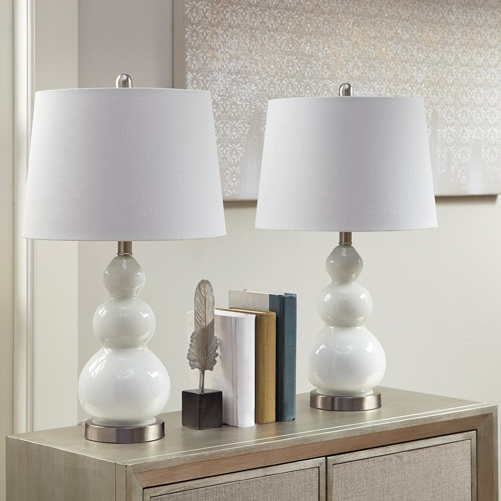 HARMONY WHITE TABLE LAMPS, (SET OF 2)