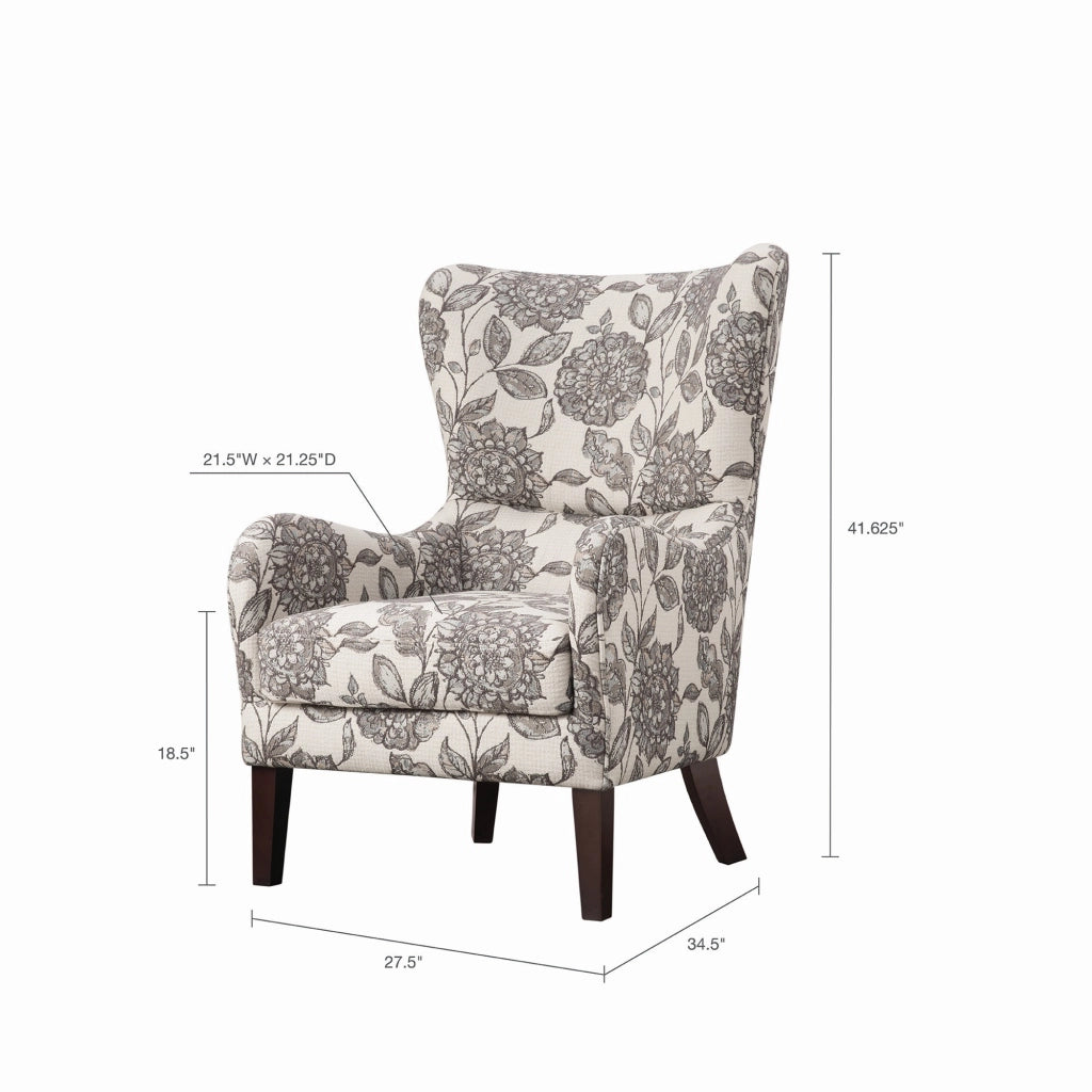 FLORAL UPHOLSTERED WINGBACK CHAIR