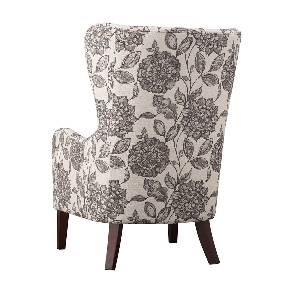 FLORAL UPHOLSTERED WINGBACK CHAIR