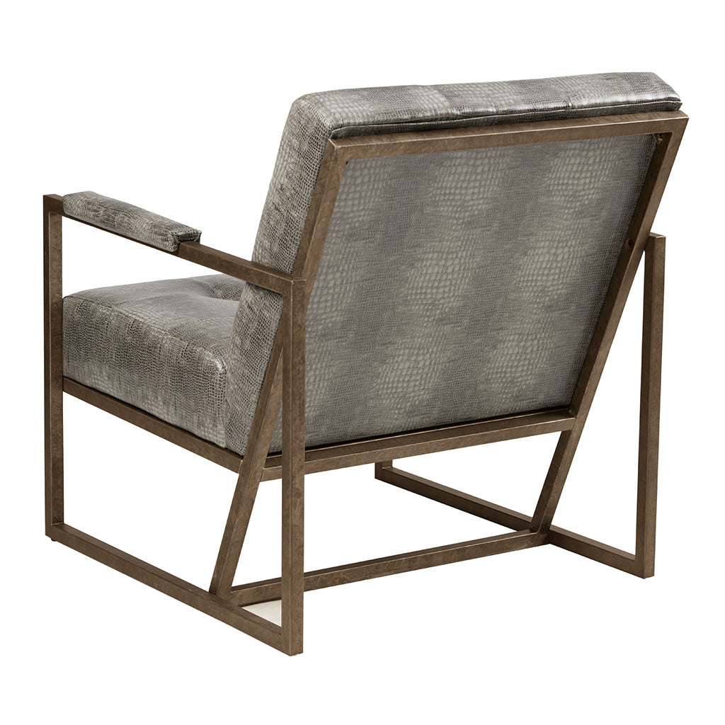 PYTHON SNAKESKIN LEATHER ACCENT CHAIR, GREY