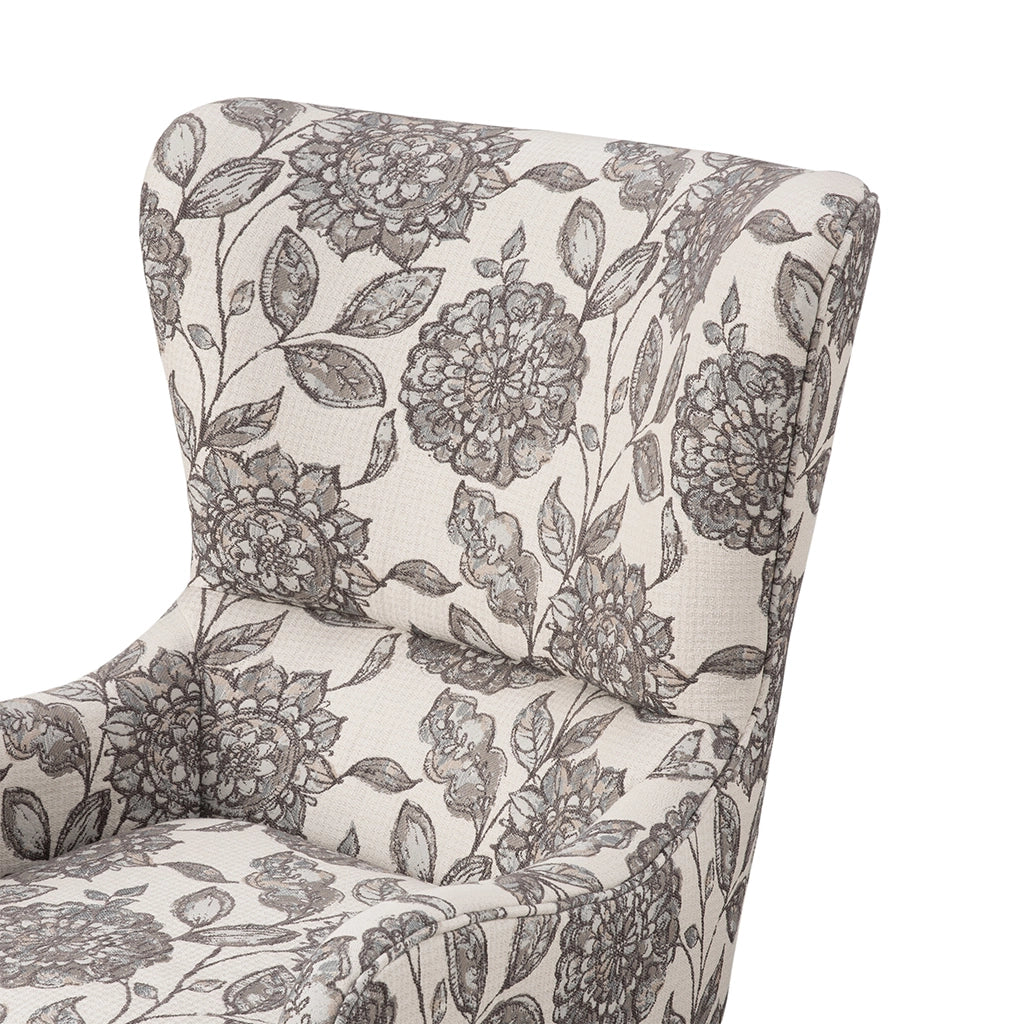 FLORAL UPHOLSTERED WINGBACK CHAIR