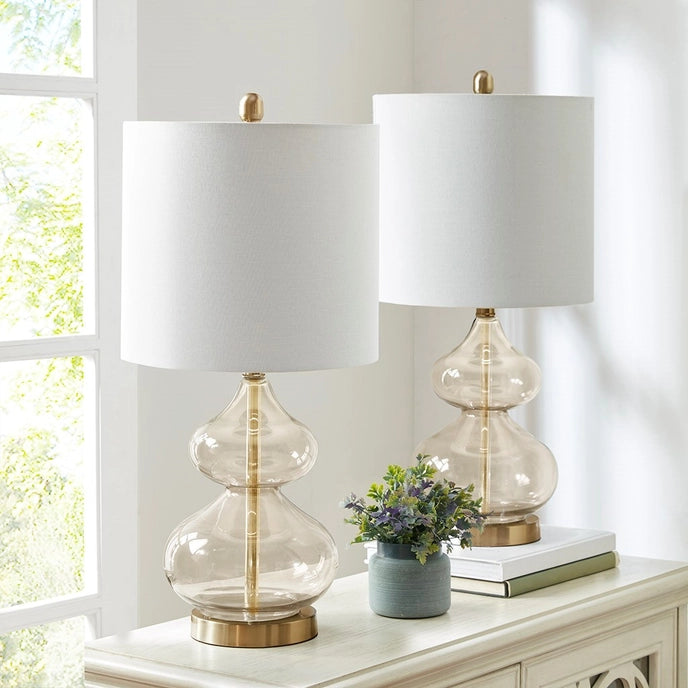 CLEAR GLASS BASE TABLE LAMP (SET OF 2)