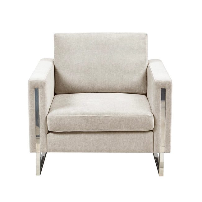 MOONLIT VELVET ACCENT CHAIR, IVORY