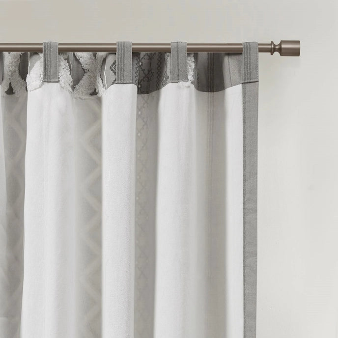 GEO CHENNILLE WINDOW CURTAIN - GREY