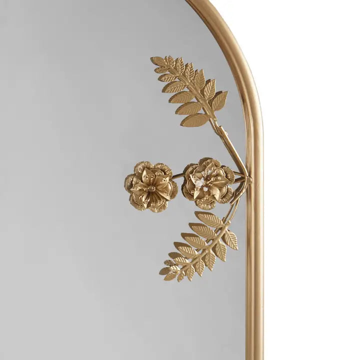 FLORAL IRON ARCHED WALL MIRROR