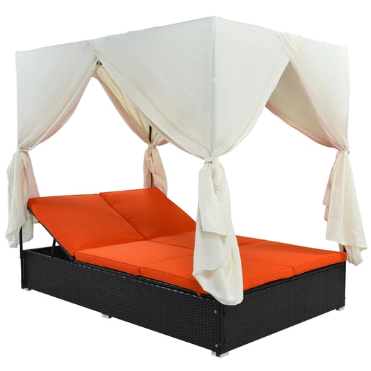 OUTDOOR WICKER DAYBED, ORANGE