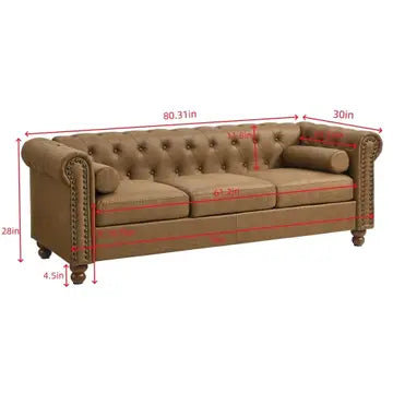 CHESTER UPHOLSTERED SOFA , BROWN