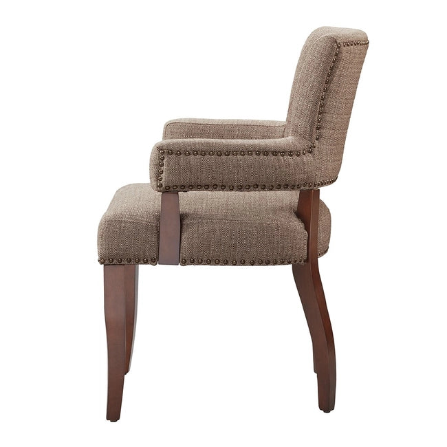 ARMED DINING CHAIR, PEWTER