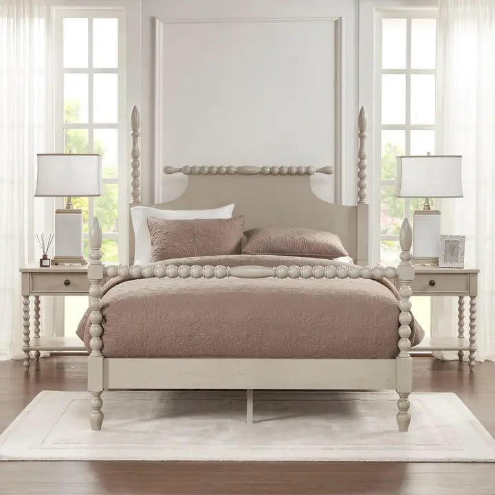 BOBBLE POST BED, CREAM