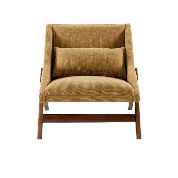 RECESSED ARMS ACCENT CHAIR - MUSTARD