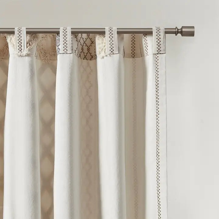 GEO CHENNILLE WINDOW CURTAIN - IVORY