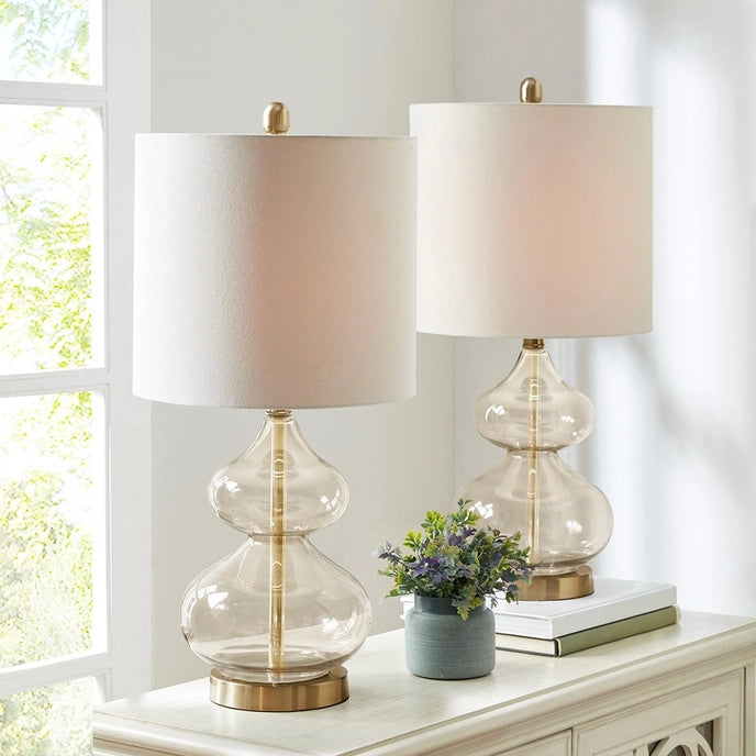 CLEAR GLASS BASE TABLE LAMP (SET OF 2)