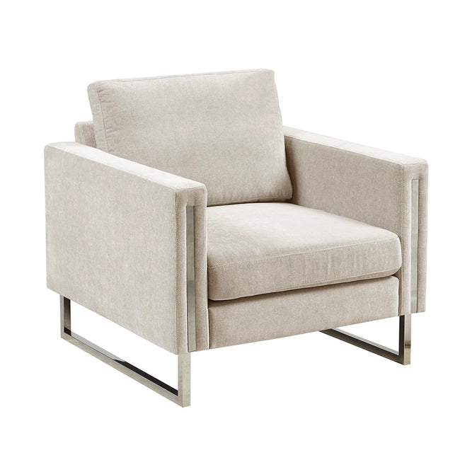 MOONLIT VELVET ACCENT CHAIR, IVORY