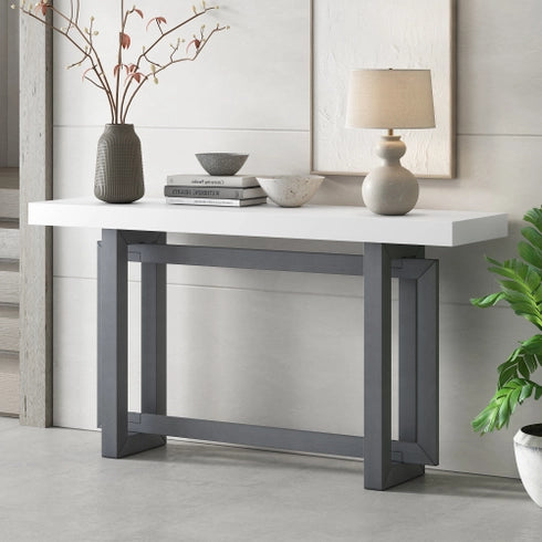 CONTEMPORARY WOOD CONSOLE TABLE - WHITE