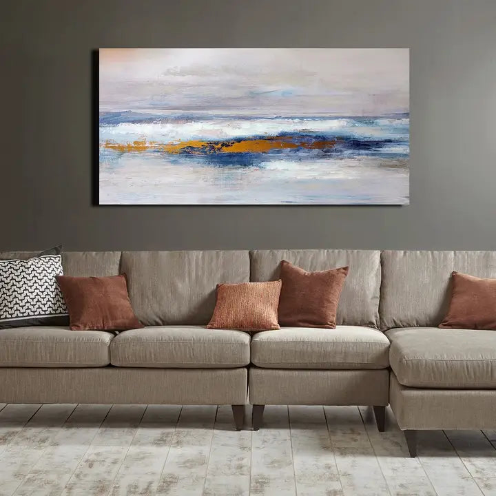 OVERSIZED ABSTRACT CANVAS WALL ART, BLUE/GOLD