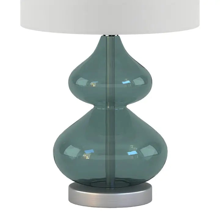 TEAL GLASS BASE TABLE LAMP (SET OF 2)